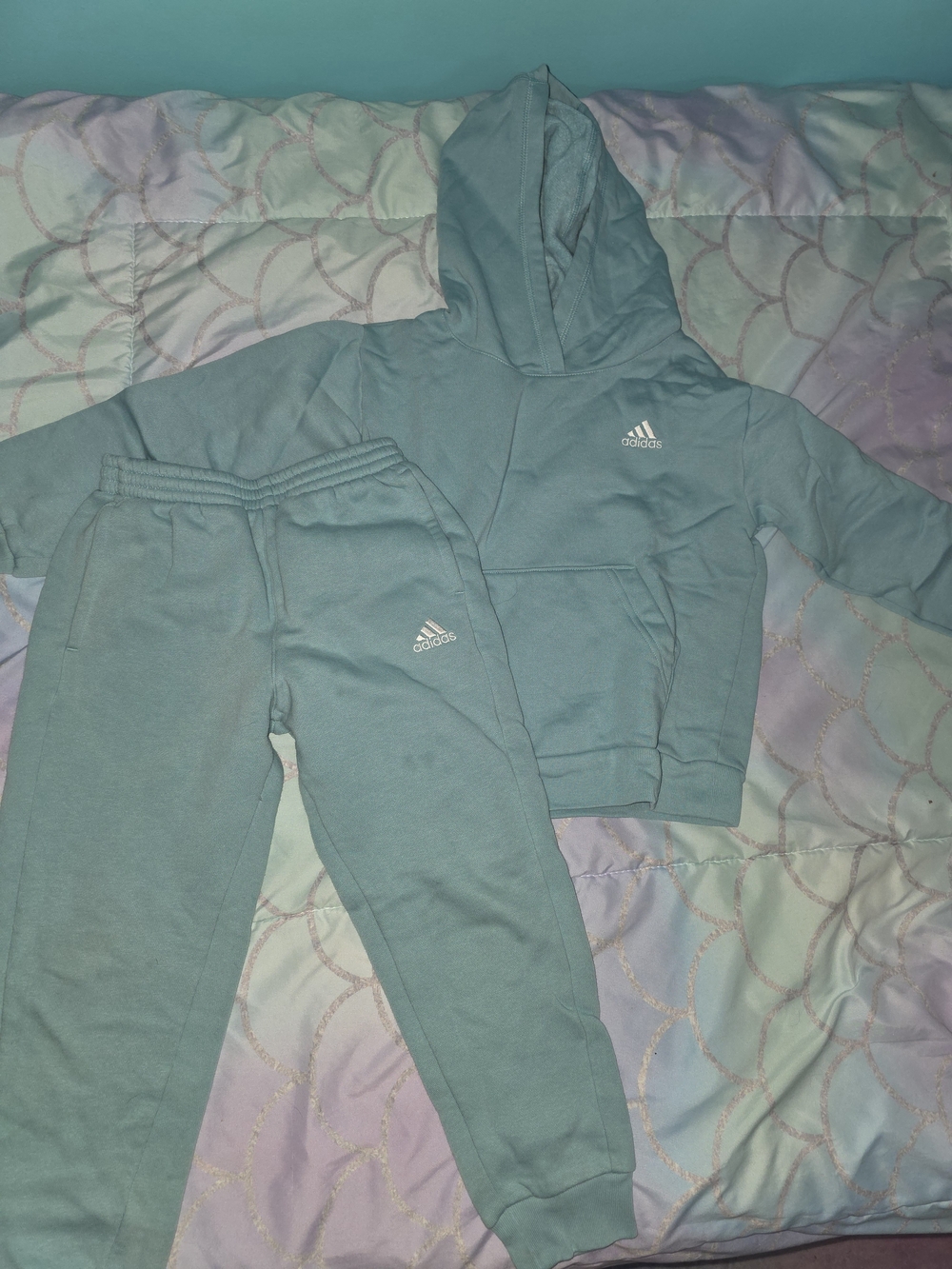 Adidas Kids Teal Green Hoodie & Joggers Set